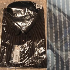 Roundtree and York Dark Brown Stripe shirt